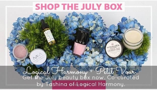 The July Petit Vour beauty box, co-curated by Tashina Combs of Logical Harmony, is now available!