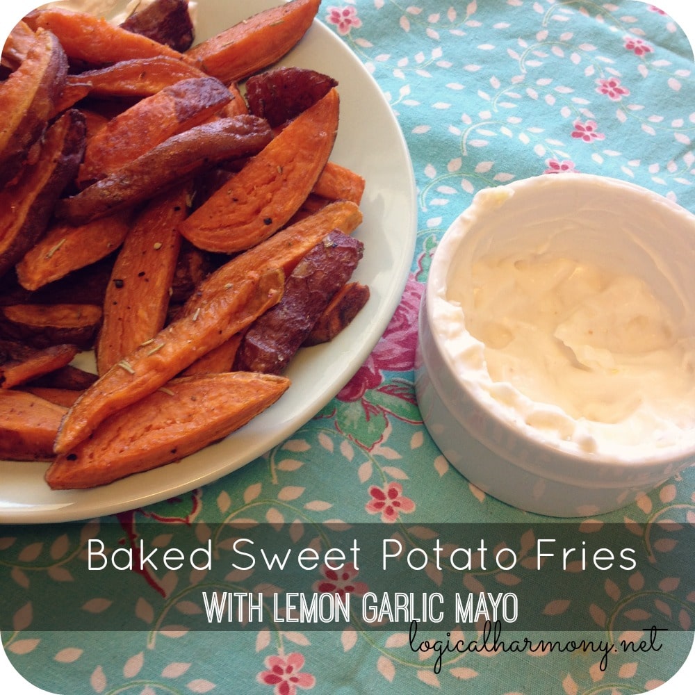 Baked Sweet Potato Fries with Lemon Garlic Mayo