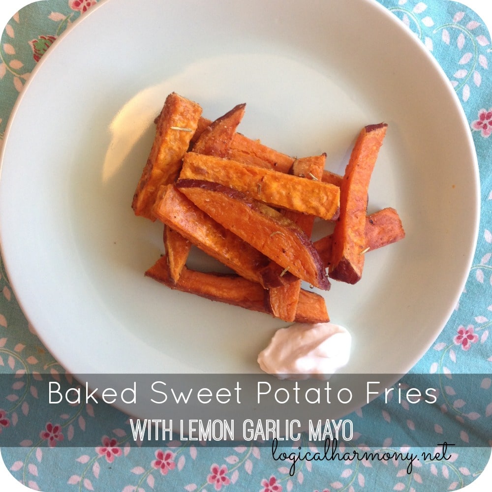 Baked Sweet Potato Fries with Lemon Garlic Mayo