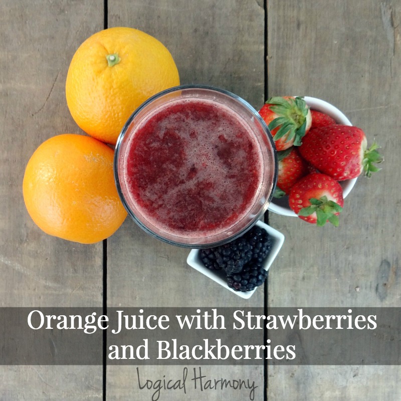 Orange Juice with Strawberries and Blackberries