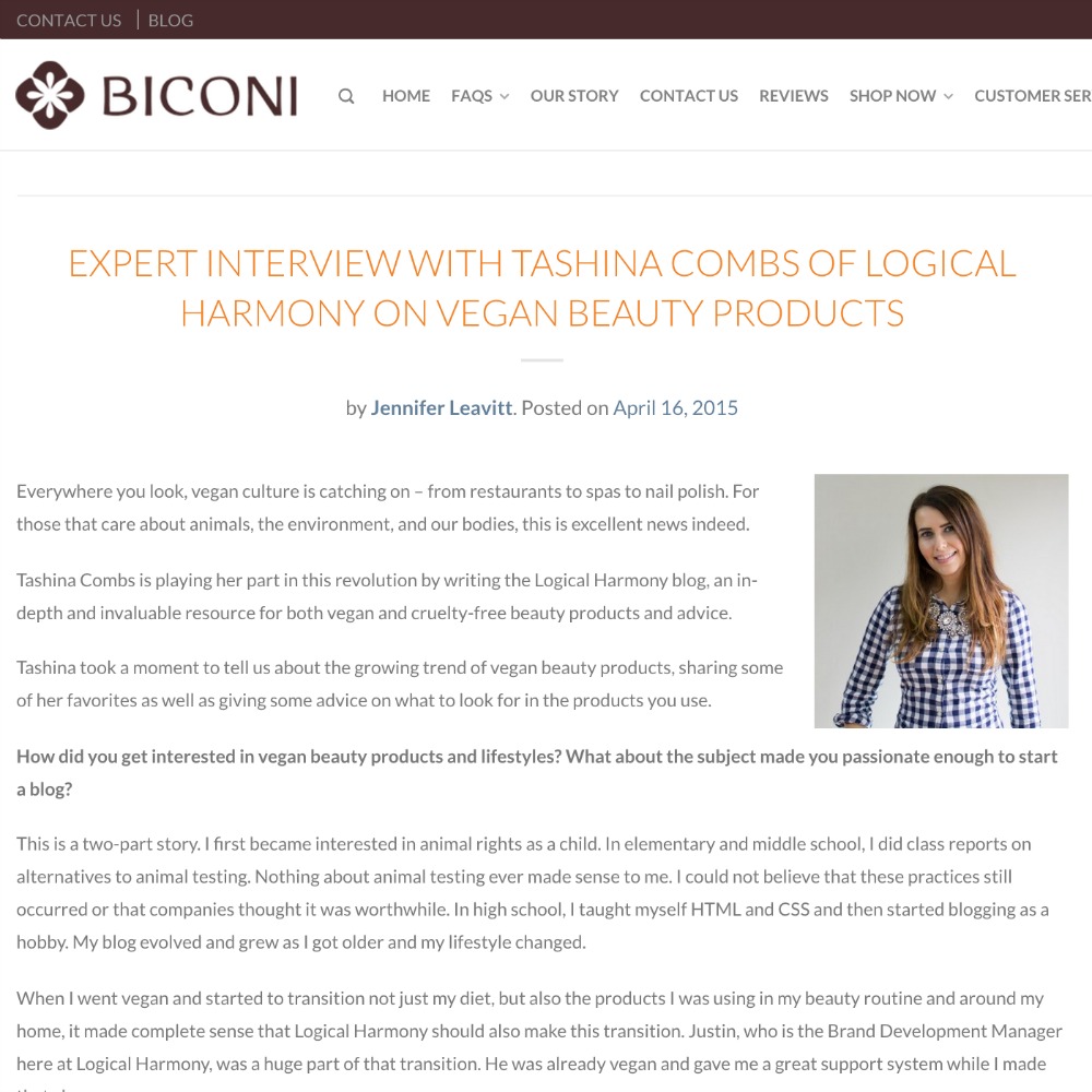 Interview with Biconi on Vegan Beauty Products
