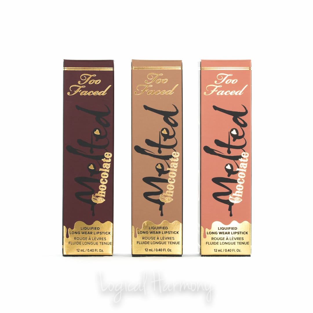 Too Faced Melted Chocolate Lipstick Swatches & Try On